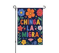 Drapeau discret « Chinga La Migra » (32 x 46 cm) - Manifestation contre l'immigration - Panneau double face po