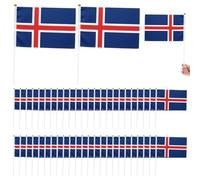 Drapeau d'islande 50 pièces, petits drapeaux sur bâton, Souvenirs d'islande, décorations de drapeau à main, Souvenirs de 5x8 pouces