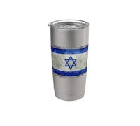 Drapeau d'Israël dans un style rétro vintage Gobelet isotherme en acier inoxydable double paroi