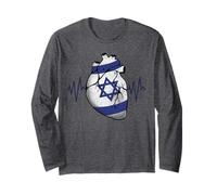 Drapeau d'Israël en Forme de cœur, Fier d'être juif Manche Longue