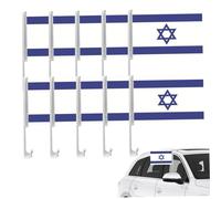 Drapeau d'Israël pour voiture 10 pièces 12x18 pouces Drapeau juif double face avec clip de montage Drapeaux de pays extérieur résistant à la décoloration imperméable pour défilés Événemen