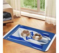 Drapeau d'Israël Tapis d'alimentation imperméable et antidérapant pour chien et chat - Sans taches - Séchage rapide - Distributeur d'eau pour chien