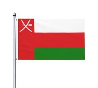Drapeau d'Oman imprimé double face, 0,9 x 1,5 m, léger et résistant aux couleurs avec boutonnières, idéal pour les fêtes en plein air et les jardins.