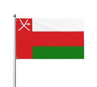 Drapeau d'Oman Imprimés Drapeaux décoratifs d'extérieur 0,9 x 1,5 m, légers et beaux, adaptés pour les terrasses en plein air et les célébrations de festivals.
