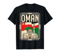 Drapeau d'Oman Sultan Qaboos Grande Mosquée Muscat Art Vintage T-Shirt