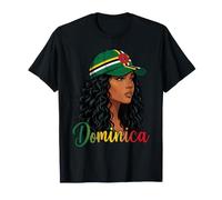 Drapeau Dominique Portrait de Fille aux Cheveux bouclés T-Shirt