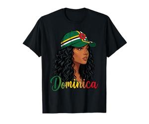 Drapeau Dominique Portrait de Fille aux Cheveux bouclés T-Shirt