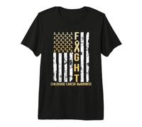 Drapeau d'or des États-Unis Mois de Sensibilisation au Cancer de l'enfance Septembre T-Shirt Haut de Gamme