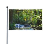 Drapeau Double Couture, Arbres Printaniers Ruisseau De Bach Couleurs Vives Bannière Extérieure Pour Extérieur Maison Drapeaux 90X150Cm