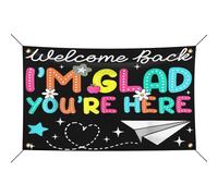 Drapeau Double Couture Drapeaux Bienvenue, Je Suis Heureux Que Tu Sois Là. Back2 Teacher Couleurs Vives Bruant Pour Balcon Décorations Anniversaire 90X150Cm
