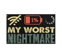 Drapeau Double Couture Drapeaux Mon Pire Cauchemar Batterie Faible Drôle Gamers Humour Hommes Résistant À La Décoloration Bannière Extérieure Pour Jardin Restaurant Manif 90X150Cm