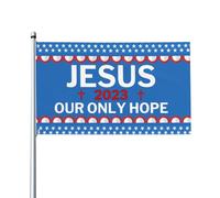 Drapeau Double Couture, J'Aime Jésus-Christ Jésus Que Dieu Bénisse Mon Amérique Avec Œillets Bruant Pour Manif Bar Drapeaux 90X150Cm