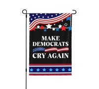 Drapeau double face 12x18 « Faites pleurer les démocrates à nouveau » - Décoration de jardin anti-libéralisme