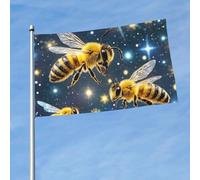 Drapeau double face 200D avec étoiles et abeilles - Décoration extérieure avec œillets en laiton - Pour toutes les saisons - 90 cm x 150 cm