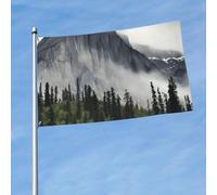 Drapeau double face 200D - Bannière canadienne fumée et falaise de bienvenue - Bannière décorative d'extérieur avec œillets en laiton - Drapeaux de jardin pour toutes les saisons - 90 cm x 150 cm