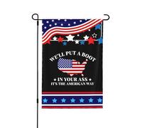 Drapeau double face 28x40 du 4 juillet « On va te botter le cul ! C'est le rêve américain ! » - Décoration ext