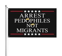 Drapeau double face 3 x 5 pi, 3 plis, 90 x 150 cm (3 x 5 pi), interdiction d'arrêter les pédophiles et les migrants, panneau de jardin, bannière de jardin