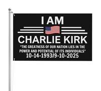 Drapeau double face 3 x 5 pieds Je suis Charlie Kirk Panneau de jardin Bannière de jardin