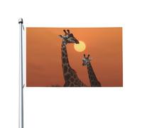 Drapeau double face 3 x 5 pieds, motif girafe au coucher du soleil, drapeau de jardin amusant, bannières de bienvenue pour la maison et le jardin