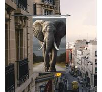 Drapeau double face 3D éléphant 3D pour maison, jardin, cour, pelouse, décoration d'intérieur/extérieur, bannière de vacances de 0,9 x 1,5 m