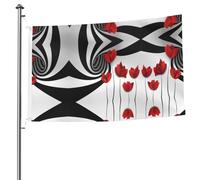 Drapeau double face à fleurs rouges de 1,5 x 2,4 m avec œillets pour décoration de patio, porche, événement de groupe.