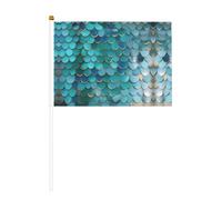 Drapeau double face à manivelle en écailles de sirène 14 x 20,8 cm, utilisé pour la décoration de fête de vacances, les compétitions