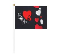 Drapeau double face à manivelle Happy Valentine's Day 14 x 20,8 cm, utilisé pour la décoration de fête de vacances, les compétitions