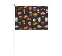 Drapeau double face à manivelle pour hamburger, patte de poulet, 14 x 20,8 cm, utilisé pour la décoration de fête de vacances, les compétitions