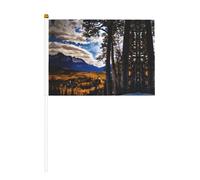 Drapeau double face à manivelle Rocky Mountain Range 14 x 20,8 cm, utilisé pour la décoration de fête de vacances, les compétitions