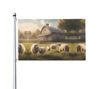 Drapeau double face à motifs de moutons mignons, en matériau léger, idéal pour décorer un balcon, une pelouse ou une fête.