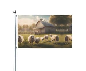 Drapeau double face à motifs de moutons mignons, en matériau léger, idéal pour décorer un balcon, une pelouse ou une fête.