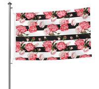Drapeau double face à rayures noires et blanches de 1,5 x 2,4 m avec œillets pour décoration de patio, porche, événement de groupe.
