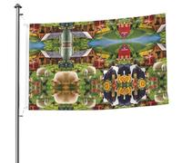 Drapeau double face animaux de la ferme avec œillets - 1,5 x 2,4 m - Drapeau décoratif pour patio, porche, événement de groupe.