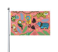 Drapeau double face animaux tropicaux ethniques et tribaux pour extérieur 3x5, drapeaux de bannière pour décoration de chambre et de jardin pour extérieur, fournitures de fête, décoration murale, toil