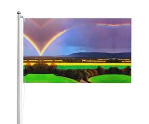 Drapeau double face arc-en-ciel du soir 0,9 x 1,5 m. Drapeau d'extérieur lourd triple couche double face, bannière de jardin en polyester.