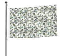 Drapeau double face avec feuilles d'eucalyptus vertes de 1,5 x 2,4 m avec œillets, drapeau décoratif, patio, porche, événement de groupe.