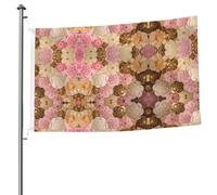 Drapeau double face avec œillets - 1,5 x 2,4 m - Motif floral rose et blanc - Pour terrasse, porche, événement de groupe.