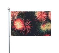 Drapeau double face avec imprimé feux d'artifice pour extérieur et intérieur - Bannière décorative de 9,6 x 1,5 m