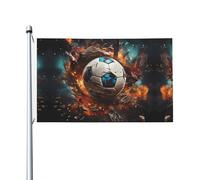 Drapeau double face avec imprimé pétard de football de 0,9 x 1,5 m, léger et résistant aux couleurs avec boutonnières, idéal pour les fêtes en plein air et les jardins.