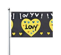 Drapeau double face avec inscription « Love you with all my heart » - 0,9 x 1,5 m - Convient pour une utilisation en intérieur et en extérieur - Festif/événement/décoration d'intérieur (sans pole)
