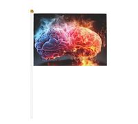 Drapeau double face avec motif cerveau gauche et droit - Couleurs vives, pour tournois sportifs et matchs