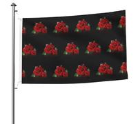 Drapeau double face avec roses rouges de 1,5 x 2,4 m avec œillets pour décoration de patio, porche, événement de groupe.