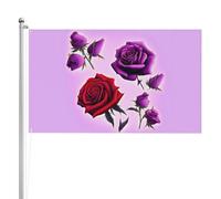Drapeau double face avec roses rouges et violettes 0,9 x 1,5 m. Drapeau d'extérieur lourd triple couche double face, bannière de jardin en polyester.