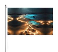 Drapeau double face avec vue sous la lune 91 x 152 cm Drapeau d'extérieur lourd triple couche double face 90 x 152 cm Bannière de jardin en polyester