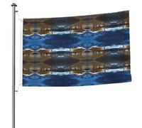 Drapeau double face avion dans la lumière du soir 1,5 x 2,4 m avec œillets décoratifs, patio, porche, événement de groupe.