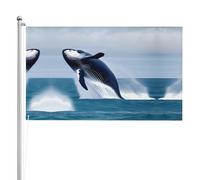 Drapeau double face Baleines en mer 0,9 x 1,5 m. Drapeau d'extérieur lourd triple couche double face, bannière de jardin en polyester.