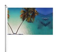 Drapeau double face Beach Coconut Sunshine 0,9 x 1,5 m. Drapeau d'extérieur lourd triple couche double face, bannière de jardin en polyester.