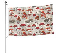 Drapeau double face champignons rouges de 1,5 x 2,4 m avec œillets pour décoration de patio, porche, événement de groupe.