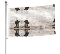 Drapeau double face chapeau de cowboy et bottes avec œillets - 1,5 x 2,4 m - Drapeau décoratif pour patio, porche, événement de groupe.
