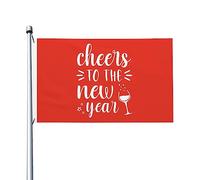 Drapeau double face « Cheers To The New Year » Durable pour l'extérieur, 3 x 5 pieds, bannières décoratives pour patio et intérieur, drapeaux amusants 3by5 pour fête à la maison